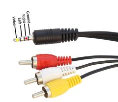3.5mm Stereo Erkek Jack - 3 RCA AV Kablo 1.2 Metre | Uydu Alıcısı, TV, Ses Sistemi Uyumlu