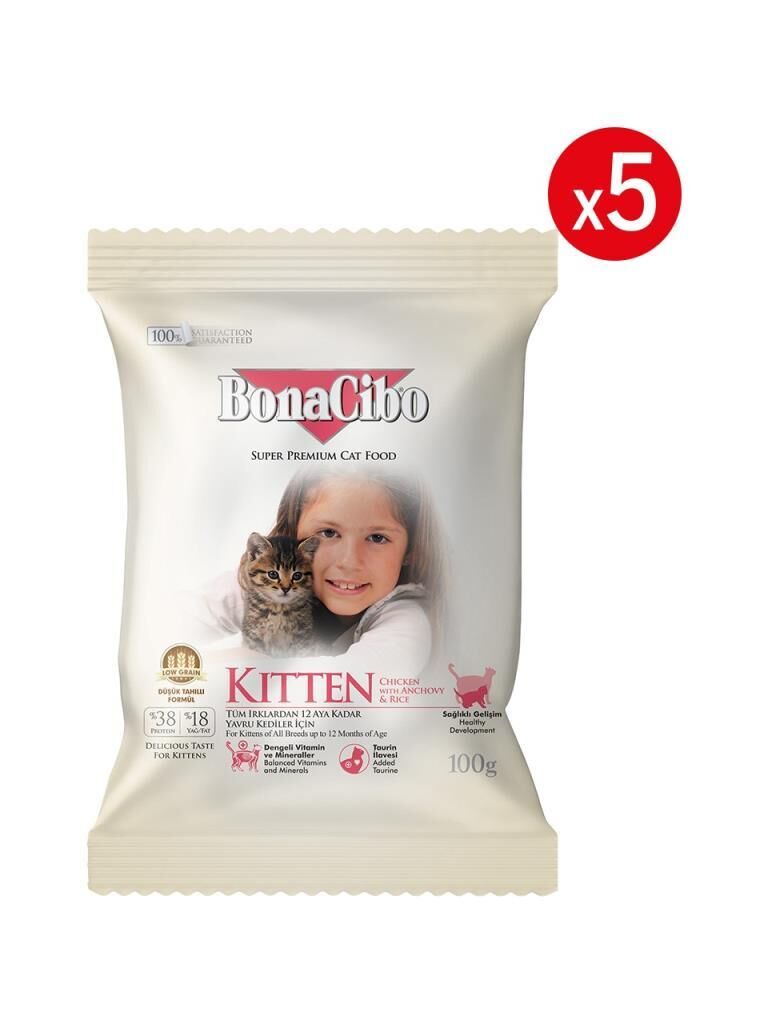 Kitten Tavuklu ve Balıklı Yavru Kedi Maması, 100 gr x 5 Adet, Tüm Irklar Için, Doğal, Şeker Içermez