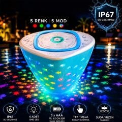 Ip67 5 Renk 5 Mod Yüzen LED Işik Havuz Küvet Ambi̇yans Aydinlatmasi