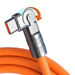 6015 Usb To Type C Hızlı Şarj Data Kablosu Çevirici Dönüştürücü Adaptör 180° Döner 120W 1M