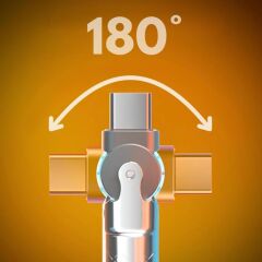 6015 Usb To Type C Hızlı Şarj Data Kablosu Çevirici Dönüştürücü Adaptör 180° Döner 120W 1M