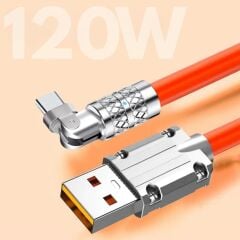 6015 Usb To Type C Hızlı Şarj Data Kablosu Çevirici Dönüştürücü Adaptör 180° Döner 120W 1M