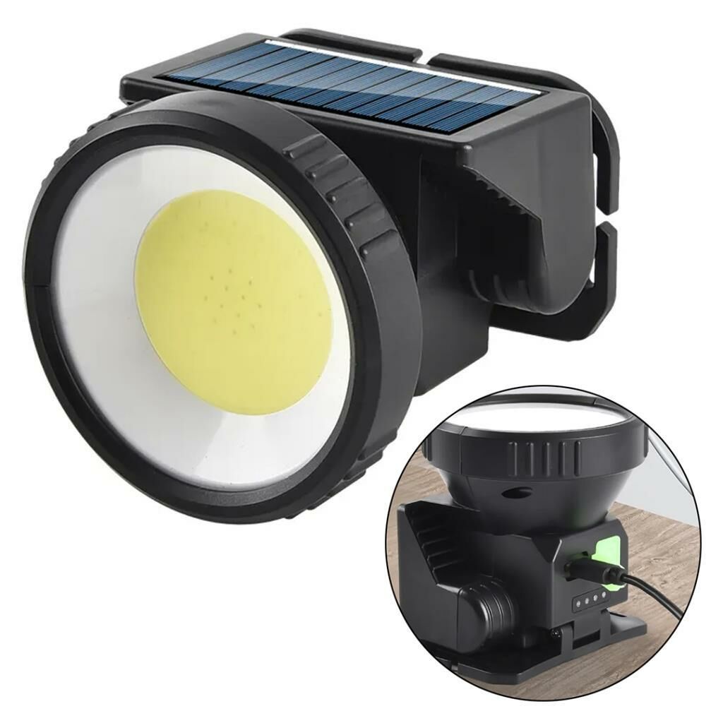 COB LED Solar Kafa Lambası | Beyaz-Kırmızı Işık | Type-C Şarjlı | Kompakt 73x77x55mm