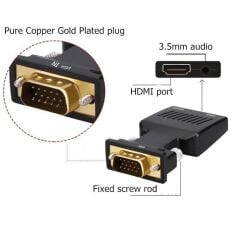 Vga To Hdmi Çevirici Dönüştürücü Laptop Tv Monitör Adaptör Kablosu 4501