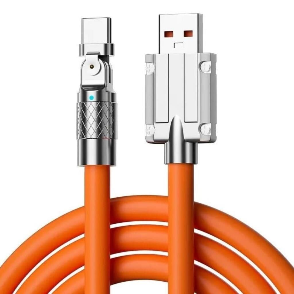 6015 Usb To Type C Hızlı Şarj Data Kablosu Çevirici Dönüştürücü Adaptör 180° Döner 120W 1M