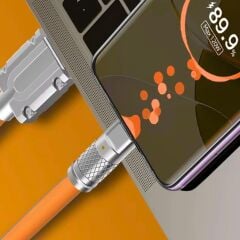 6015 Usb To Type C Hızlı Şarj Data Kablosu Çevirici Dönüştürücü Adaptör 180° Döner 120W 1M