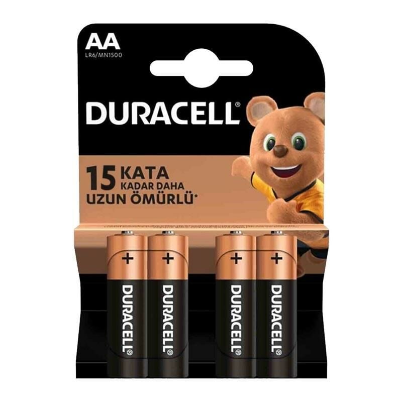 DURACELL LR6/MN1500 AA 1.5 VOLT ALKALİN KALEM PİL (4'LÜ PAKET FİYATI)