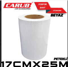 Fosforlu  Petekli Beyaz Bant Şerit 17 cm x 25 Metre