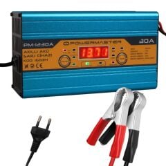 12 Volt Max 30 Amper Lcd Ekranli Kuru - Asi̇t - Jel Akü Şarj Ci̇hazi