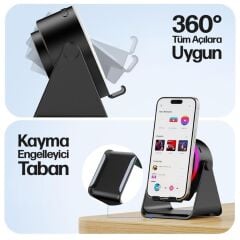 5'i 1 Arada Kablosuz Bluetooth Hoparlör 5W 2000 mAh RGB Siyah