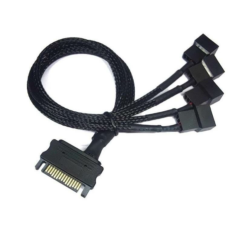 4598 Sata Power To Fan Çevirici 4 Port Y Pin PWM Çoklayıcı Splitter Fan Kablosu