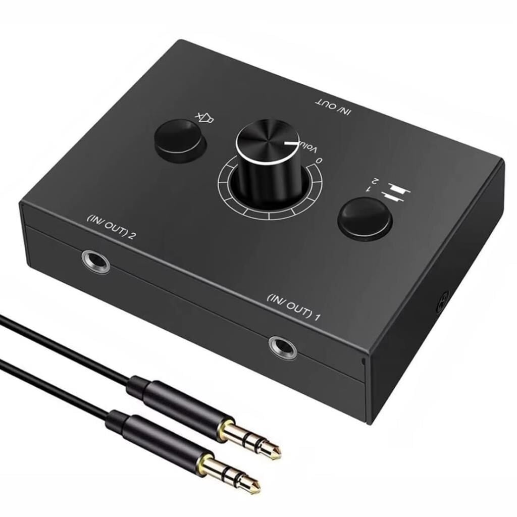 6077 Ses Kulaklık Hoparlör 2 Port Aux Switch Çoklayıcı Çevirici 3.5mm Stereo Audio Seçici.