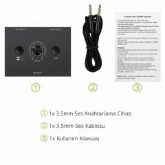 6077 Ses Kulaklık Hoparlör 2 Port Aux Switch Çoklayıcı Çevirici 3.5mm Stereo Audio Seçici.