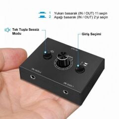 6077 Ses Kulaklık Hoparlör 2 Port Aux Switch Çoklayıcı Çevirici 3.5mm Stereo Audio Seçici.
