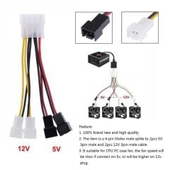 4475 Fan Çoklayıcı Kablosu Splitter 4 pin Switch 3 pin 3 Port