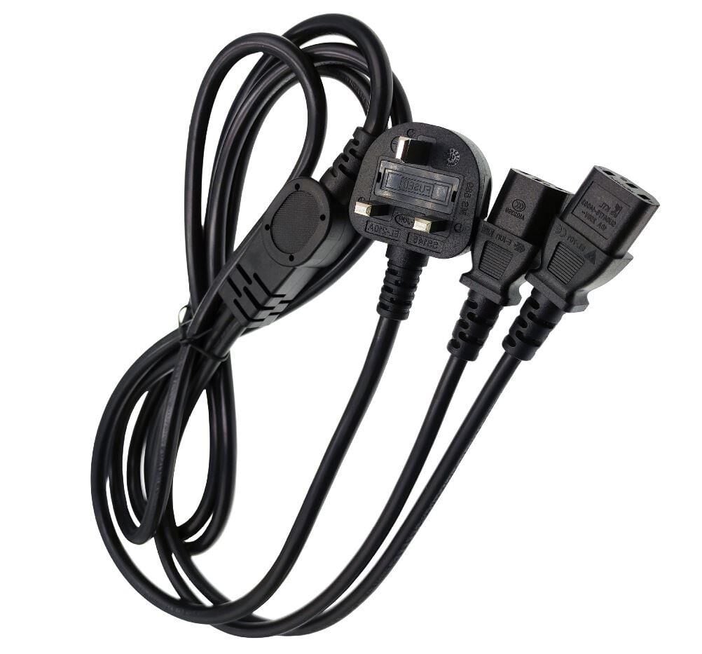 Çi̇ft Güç Çikişli 1.8 Metre Pc Power Kablosu (UK Soket)