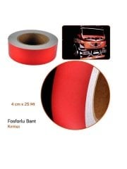 Fosforlu Bant 4 cm x 25 Metre Kırmızı