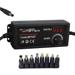 12 Volt - 24 Volt - 5 Amper Çok Uçlu Di̇ji̇tal Ekranli Ayarli Kademeli̇ Adaptör
