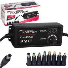 12 Volt - 24 Volt - 5 Amper Çok Uçlu Di̇ji̇tal Ekranli Ayarli Kademeli̇ Adaptör