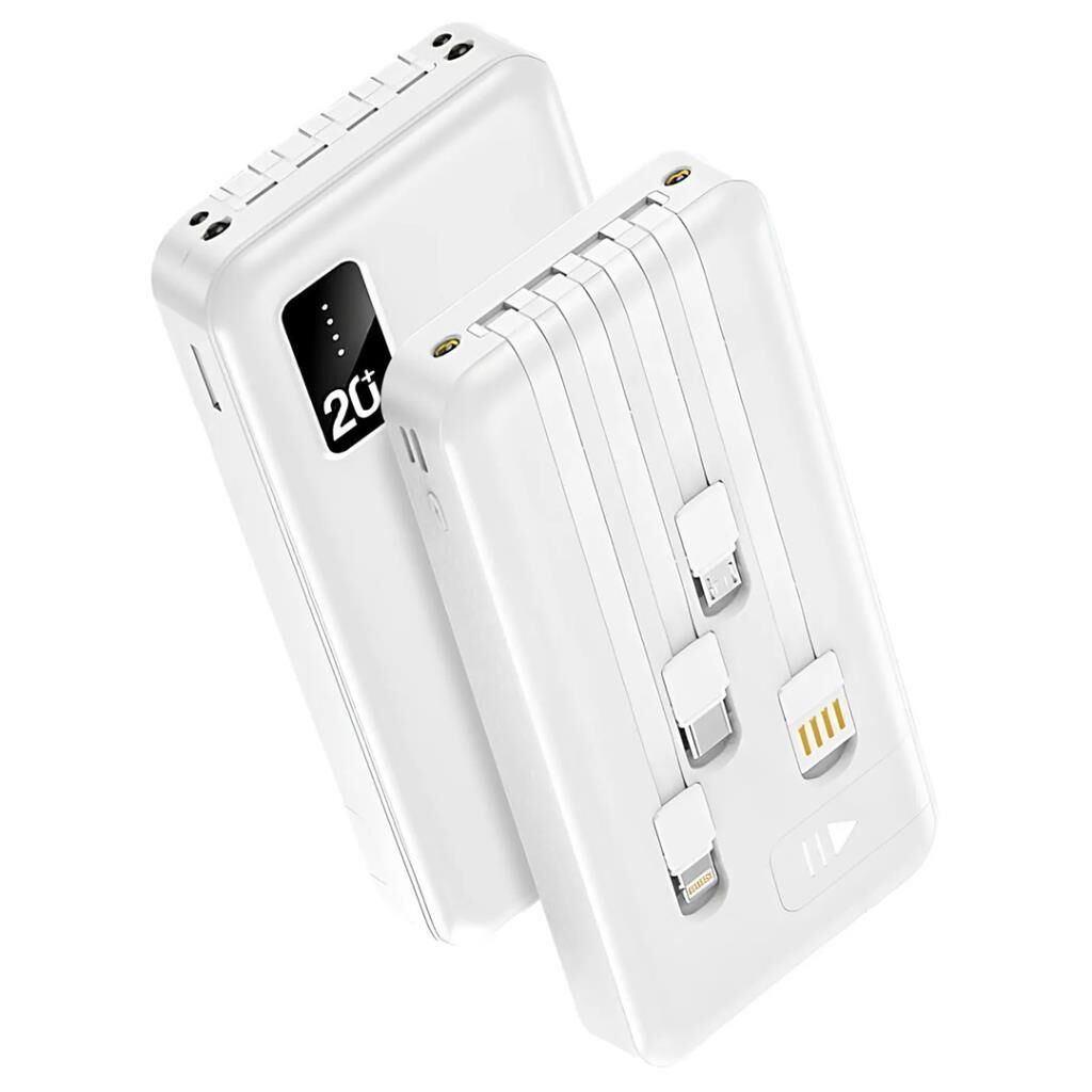 POWERWAY TX209 20.000MAH KABLOLU DİJİTAL GÖSTERGELİ FENERLİ POWERBANK DAHİLİ TELEFON STAND (MİCRO - TYPE C - LİGHTNİNG)