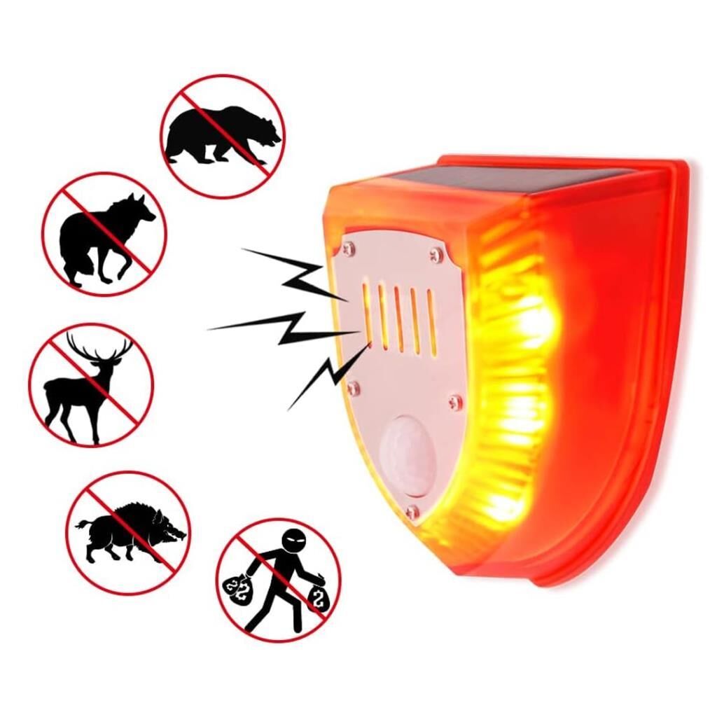 PM-26953 KÖPEK SİLAH SESLİ HAYVAN KOVUCU ALARM CİHAZI HAREKET SENSÖRLÜ SOLAR PANELLİ