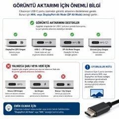 6093 Type C to Vga Çevirici Dönüştürücü Adaptör Kablosu 1.8 Metre Usb C 1080P 60Hz Full HD