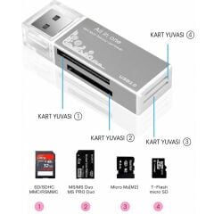 6070 USB Çoklu Kart Okuyucu SD Micro MMC MS MicroSd Sdhc Hafıza Kartı Adaptörü