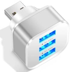 6075 Usb Hub 3 Port Çoklayıcı Adaptör Bilgisayar Laptop Araç Şarj Çoklu Çoğaltıcı