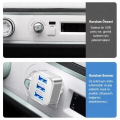 6075 Usb Hub 3 Port Çoklayıcı Adaptör Bilgisayar Laptop Araç Şarj Çoklu Çoğaltıcı