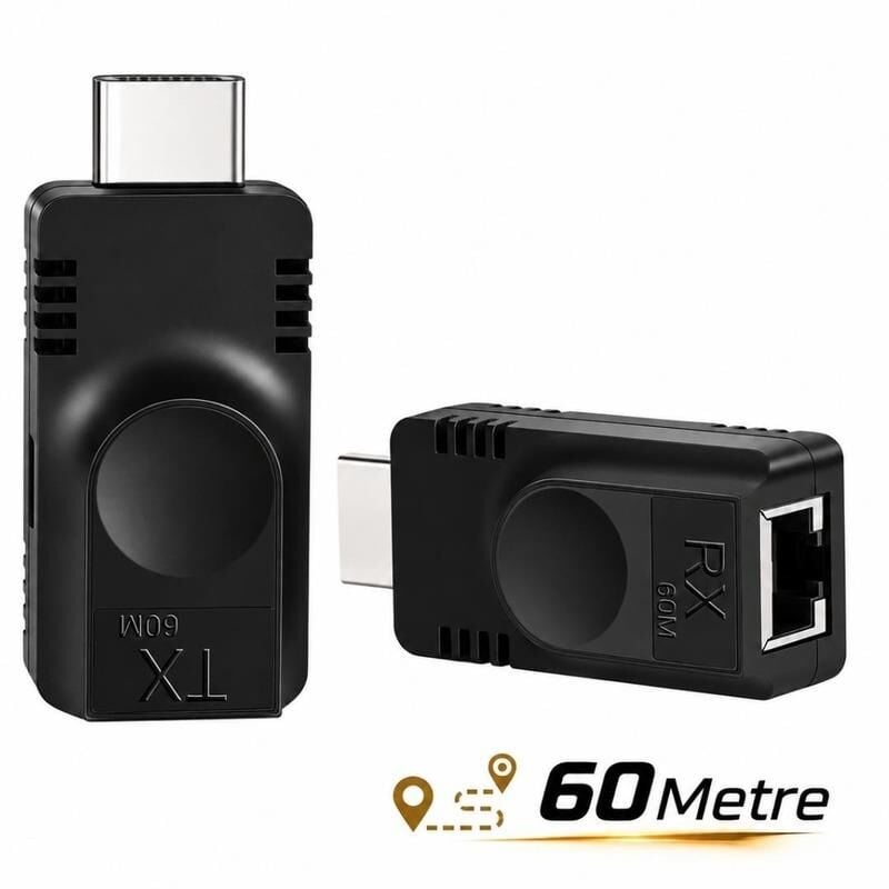 Hdmi Extender 60 Metre Cat5e Cat6 Ethernet Kablo Uzatma Uzatıcı Aparatı Adaptör
