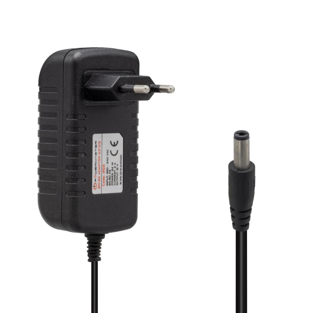 12 Volt - 2 Amper 5.5*2.5 Mm Uçlu Plasti̇k Kasa Pri̇z Ti̇pi̇ Adaptör