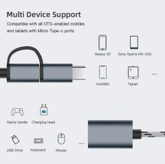Usb 3.0 Otg To Type C Micro Usb Data Şarj Çevirici Dönüştürücü Adaptör