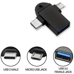 Micro Usb Type-c 3 In 1 Dönüştürücü Çevirici Adaptör Otg 1 Adet