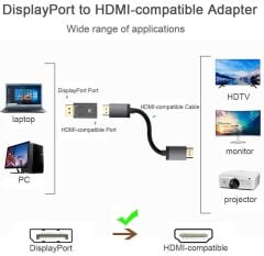 4946 4K Destekli Displayport Hdmi Çevirici Dönüştürücü Adaptör