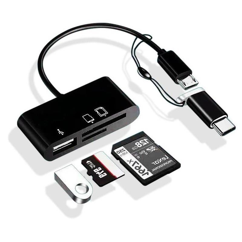 Type-C Micro Usb 3in1 Sd Micrsd Kart Okuyucu Otg Çevirici Kablosu