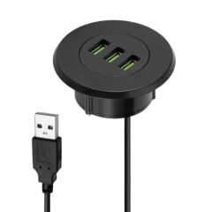6028 USB 3 Port Hub Masaüstü Gömme Çoklayıcı Çoğaltıcı Kablolu Şarj