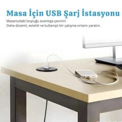 6028 USB 3 Port Hub Masaüstü Gömme Çoklayıcı Çoğaltıcı Kablolu Şarj