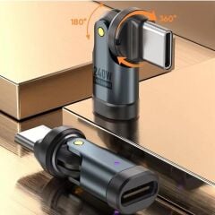 6009 USB Type-C OTG Çevirici Adaptör 540° Döner PD240W 5A Şarj Veri Dönüştürücü