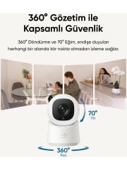 Eufy Security C220 360 Derece Dönebilen Kızılötesi Gece Görüşlü IP Kamera - T8W1 (Anker Türkiye Garantili