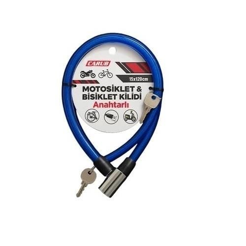 Bisiklet Kilidi Anahtarlı 15x120 Mavi