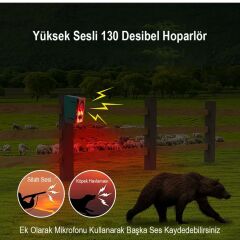 Yüksek Sesli̇ Hayvan Kovucu Alarm Ci̇hazi 130db Şarjli Solar Panelli̇ Hareket Sensörlü