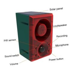 Yüksek Sesli̇ Hayvan Kovucu Alarm Ci̇hazi 130db Şarjli Solar Panelli̇ Hareket Sensörlü