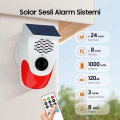 Kumandali Solar Sesli̇ Işikli 120db Alarm Si̇stemi̇