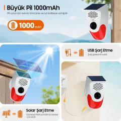 Kumandali Solar Sesli̇ Işikli 120db Alarm Si̇stemi̇