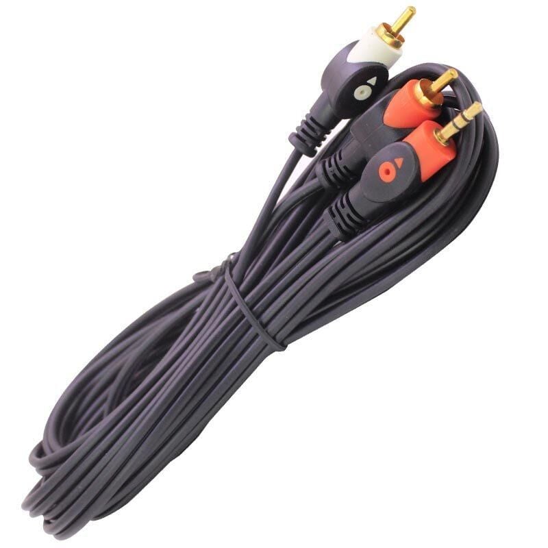 1. Kali̇te 2 Rca Erkek + 3.5 Mm Stereo Erkek Gold 5 Metre Kablo