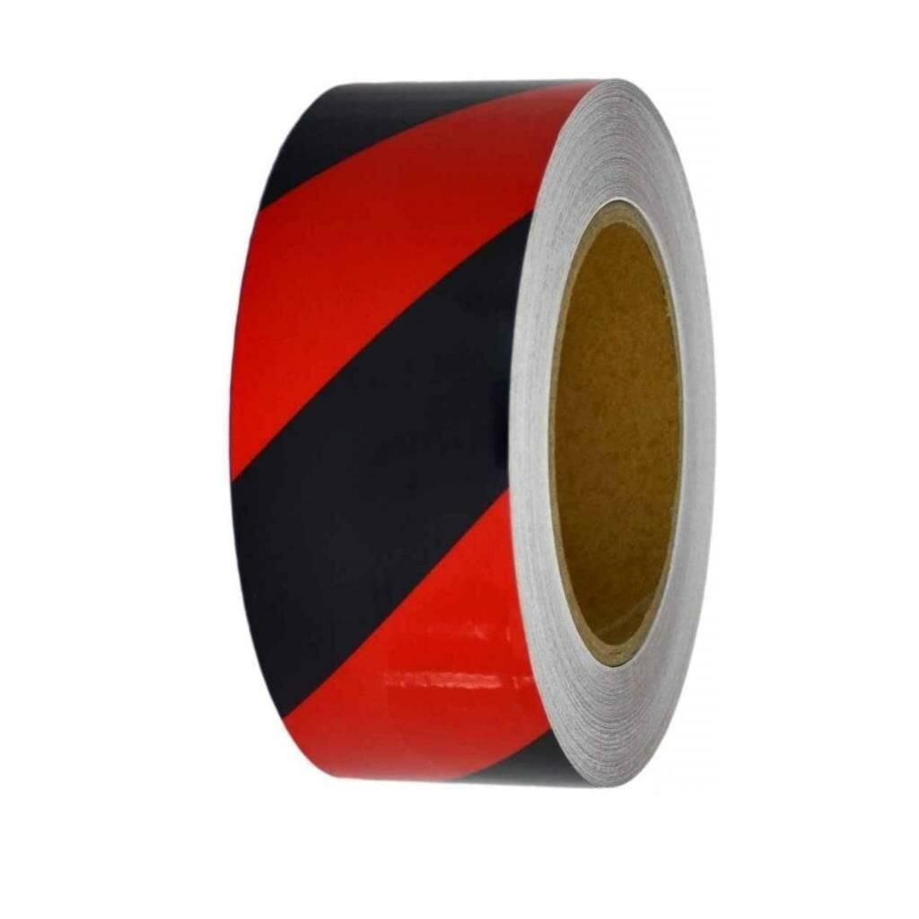 Fosforlu Bant Çapraz 9,2 cm x 5 Metre Kırmızı Siyah