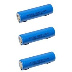 3 Adet 18650 3.7 Volt 1800 Mah Li̇thium Li-ion Puntali Mavi̇ Pi̇l (Başliksiz Puntali)