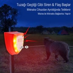 MİSİNA İLE TETİKLİ SESLİ HAYVAN KOVUCU ALARM CİHAZI SOLAR PANELLİ