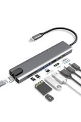 Macbook Pro Air Usb Type-c Hub Dönüştürücü Çevirici Çoklayıcı Usb Hdmı Micro Sd 8 Girişli