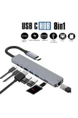 Macbook Pro Air Usb Type-c Hub Dönüştürücü Çevirici Çoklayıcı Usb Hdmı Micro Sd 8 Girişli